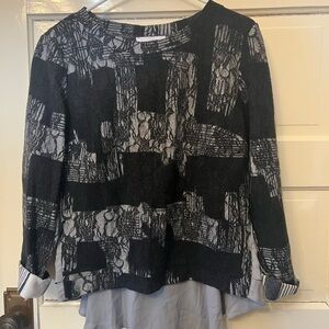 Joseph Ribkoff Black and Gray Patterned Blouse